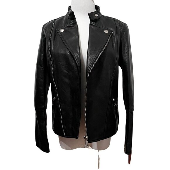 NWT APC FLORENCE BLACK LEATHER JACKET - 34 (XS) - Picture 4 of 16